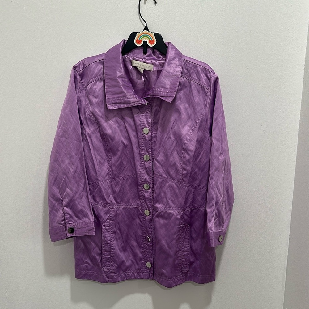Vintage Laura Ashley Jacket Purple Lightweight Medium 80s Eclectic Futuristic